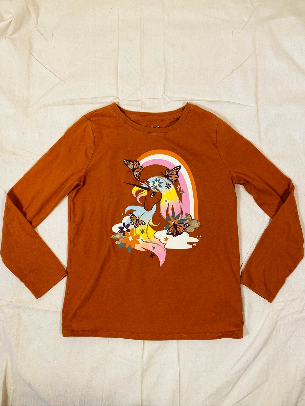 Girls Cat & Jack Orange Unicorn Long Sleeve